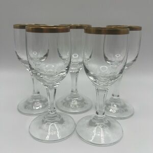 Shot Glasses Vintage Set of 5 Gold Gilded Rimmed Aperitif Digestif Vodka Liquer